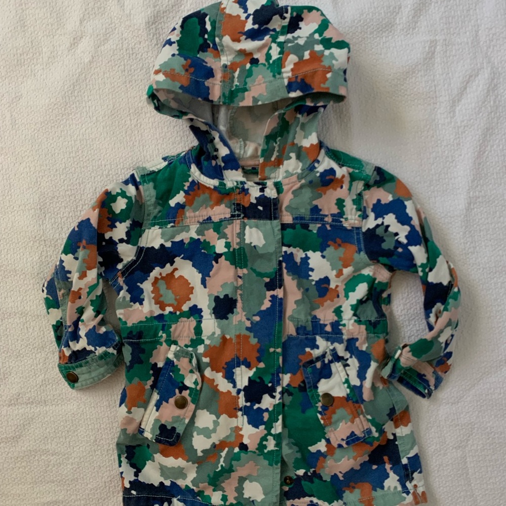 Toddler Girls Gymboree Hooded Lightweight Pink Blue Camo Coat Jacket Size 2T